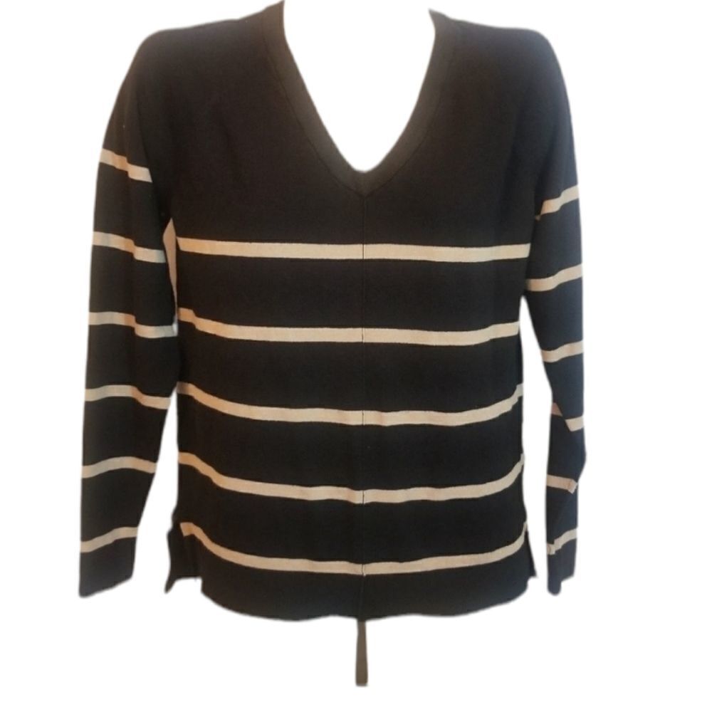 Bobeau Striped V-Neck Sweater Size S‎